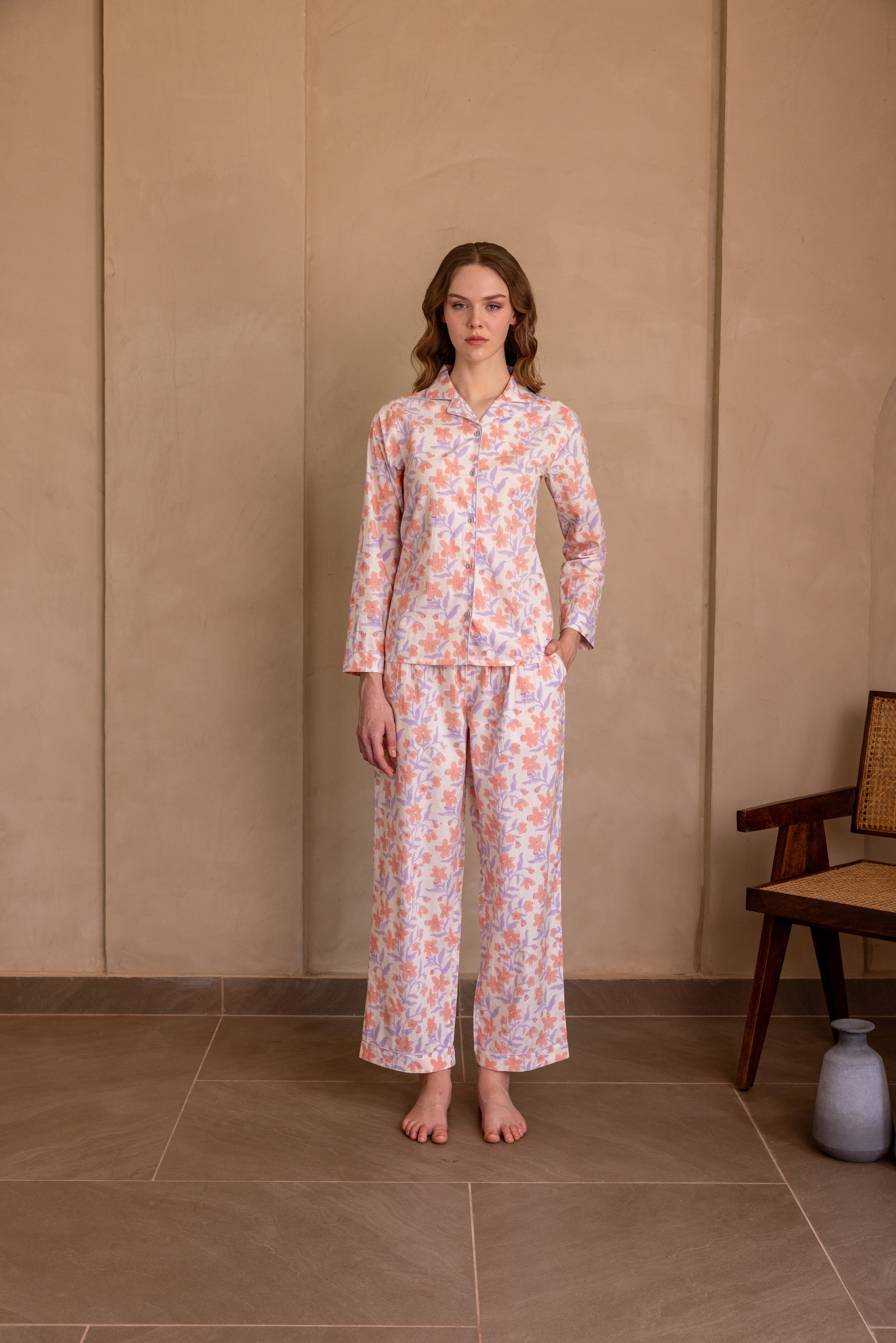 Dawn Mist Cotton Long Pajama Set