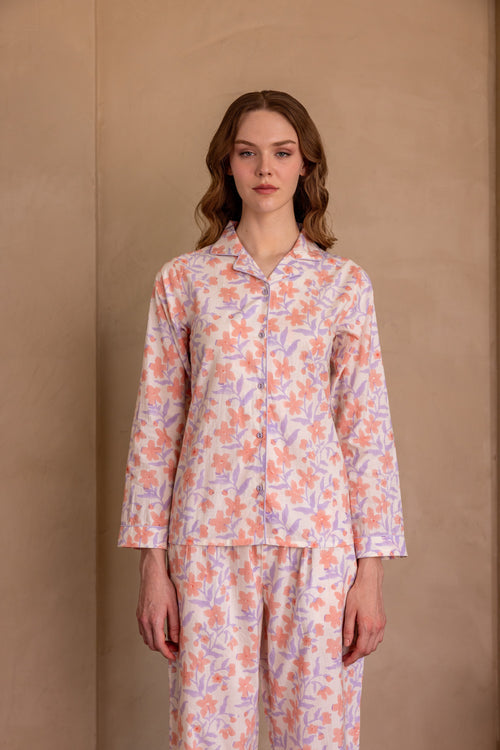 Dawn Mist Cotton Long Pajama Set