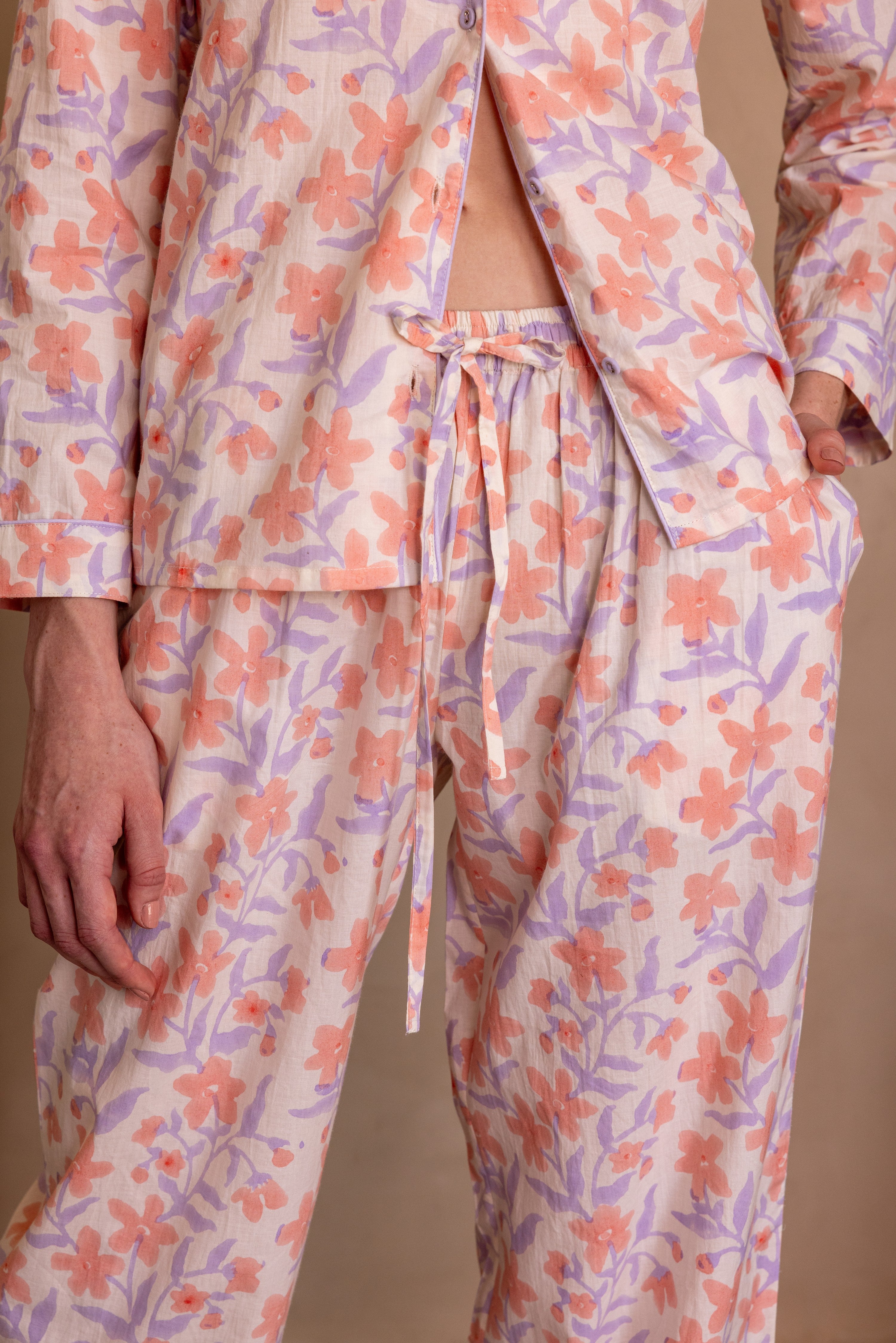 Dawn Mist Cotton Long Pajama Set