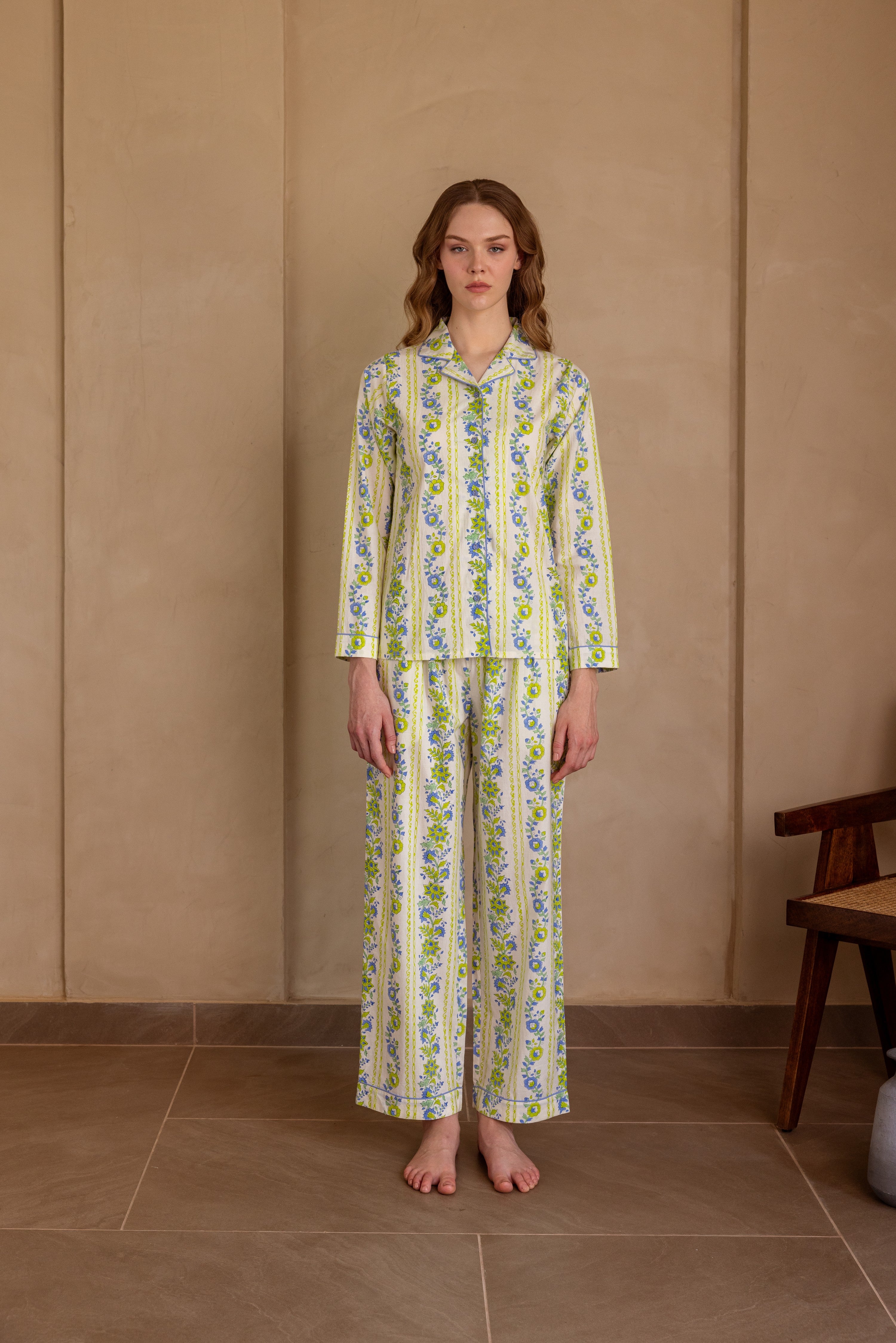 Seafoam Garden Cotton Pajama Set