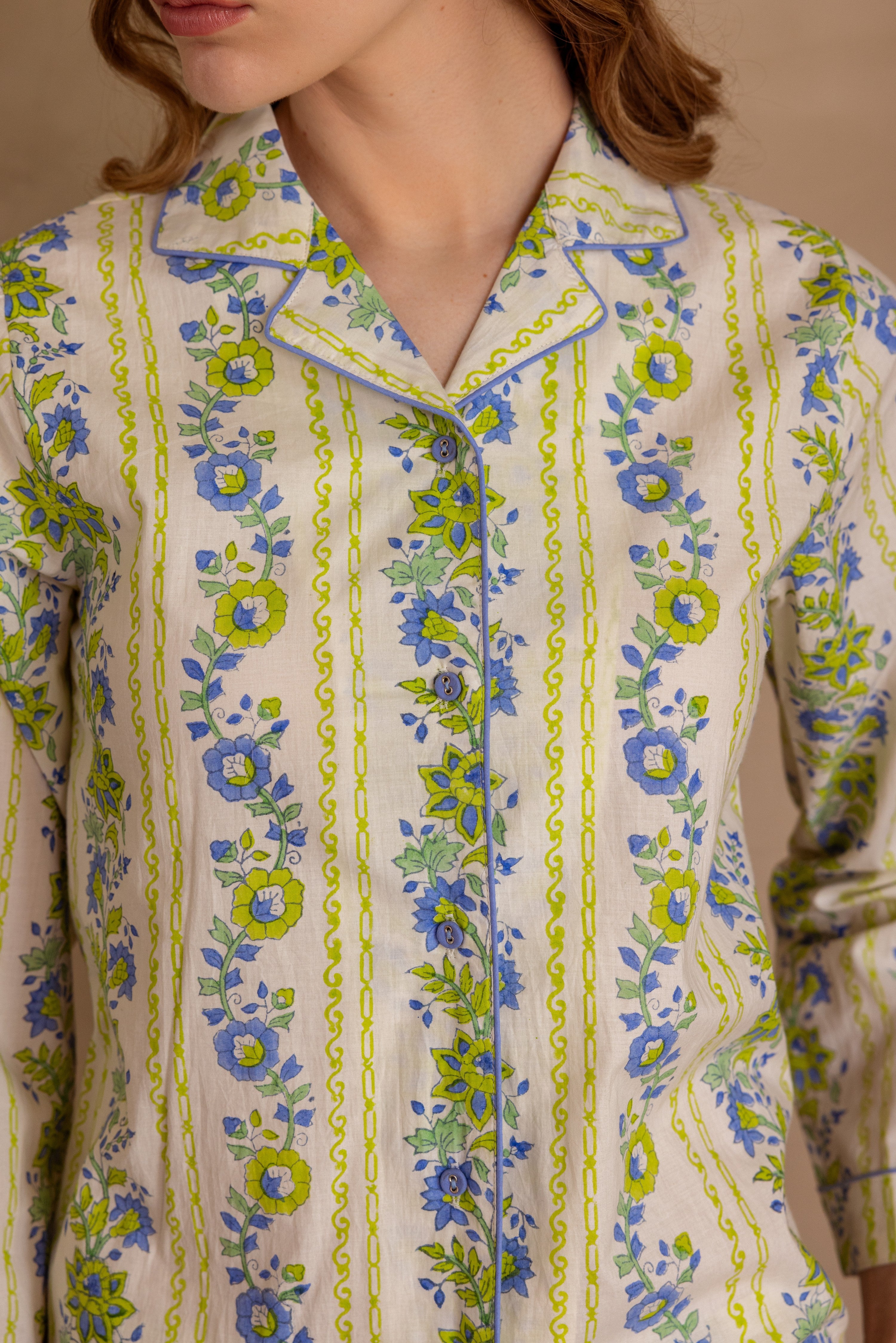 Seafoam Garden Cotton Pajama Set