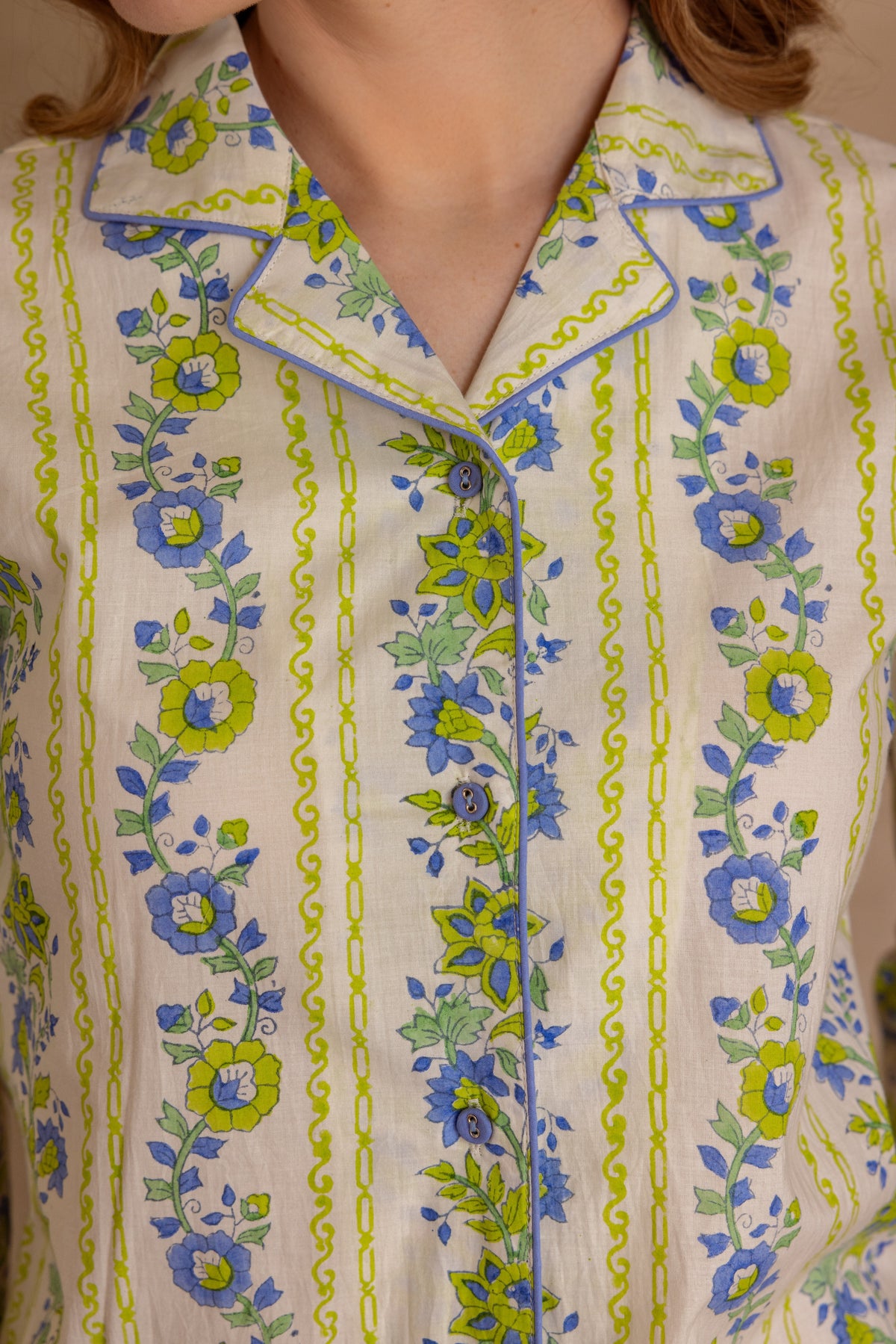 Seafoam Garden Cotton Pajama Set