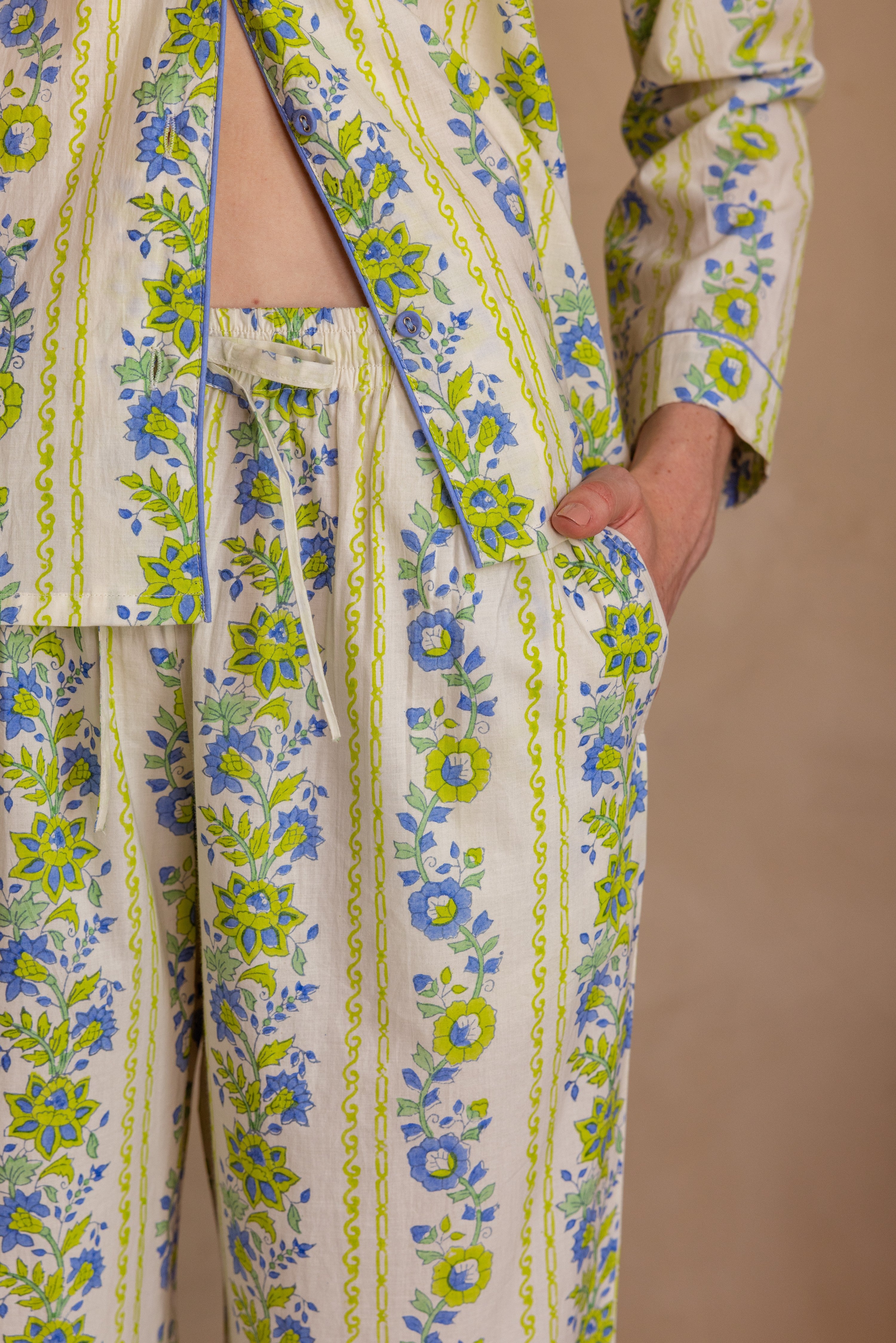 Seafoam Garden Cotton Pajama Set