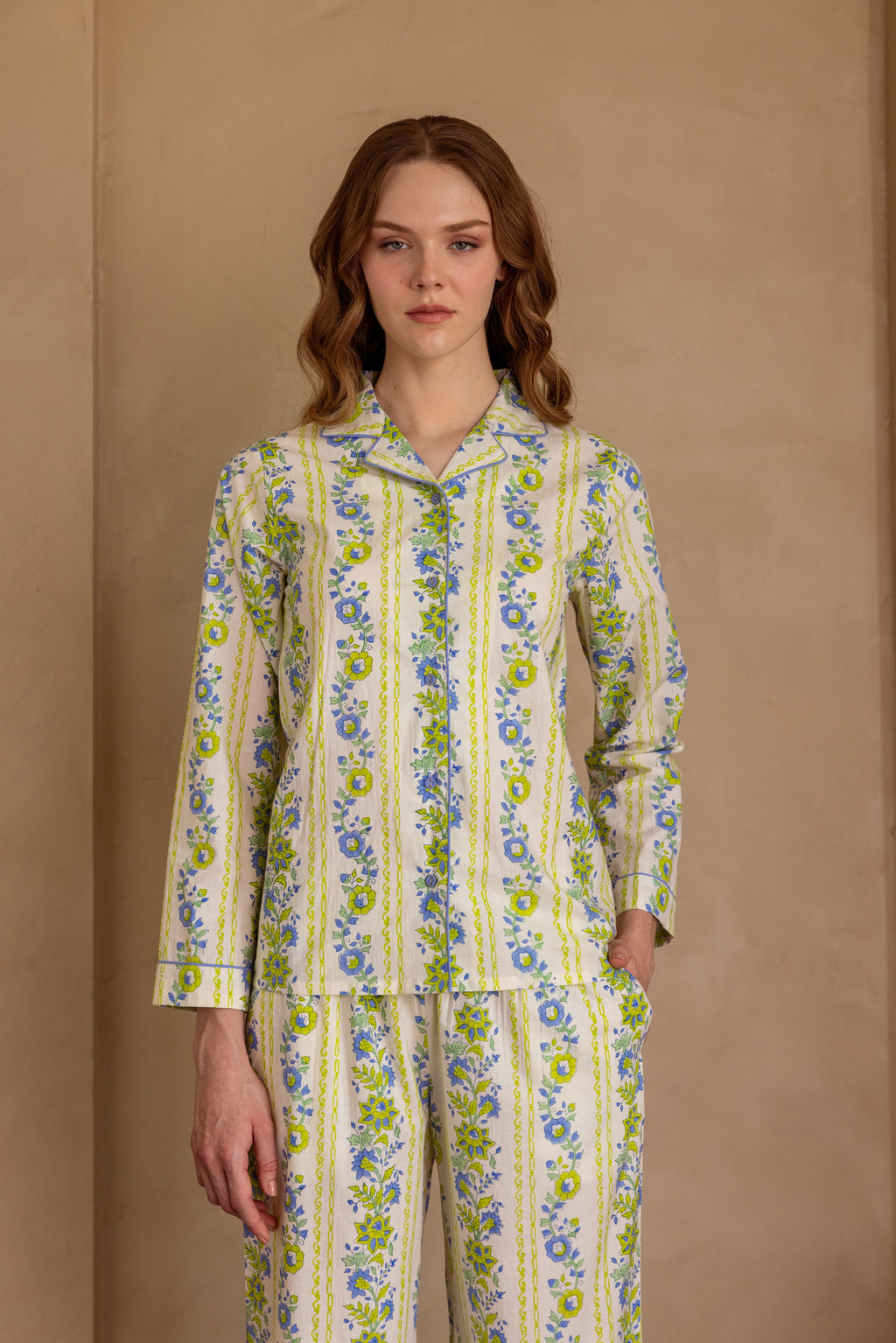 Seafoam Garden Cotton Pajama Set