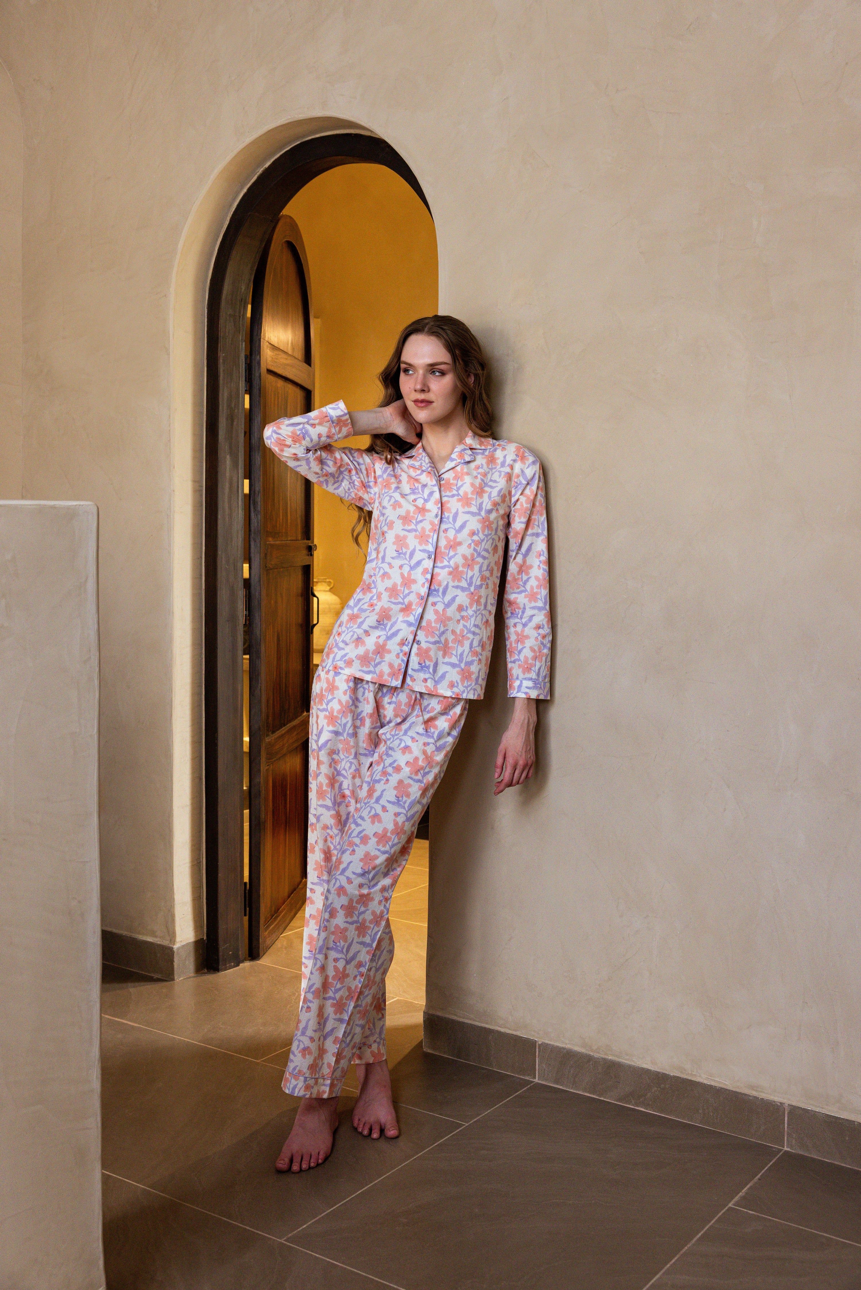 Dawn Mist Cotton Long Pajama Set