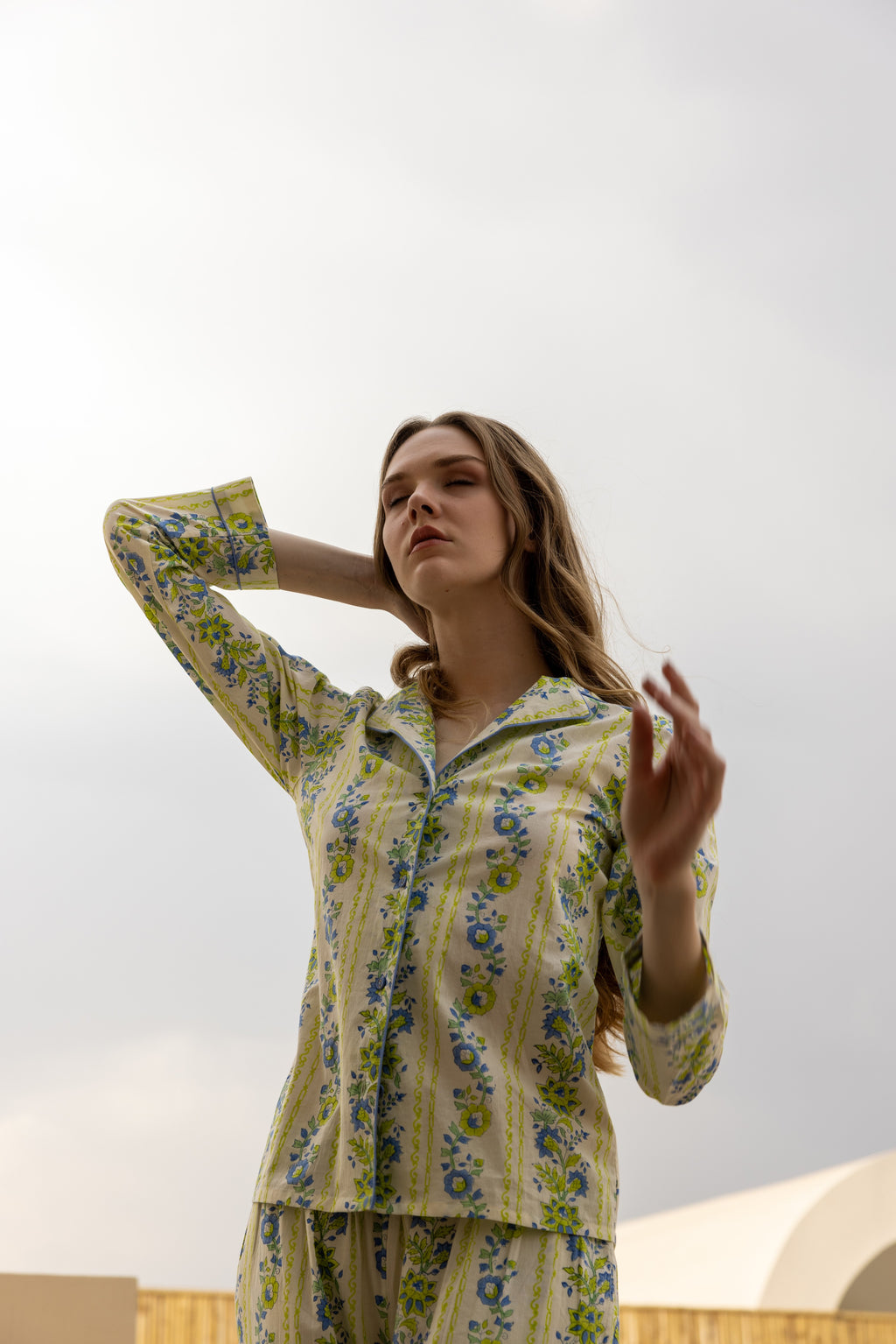 Seafoam Garden Cotton Pajama Set
