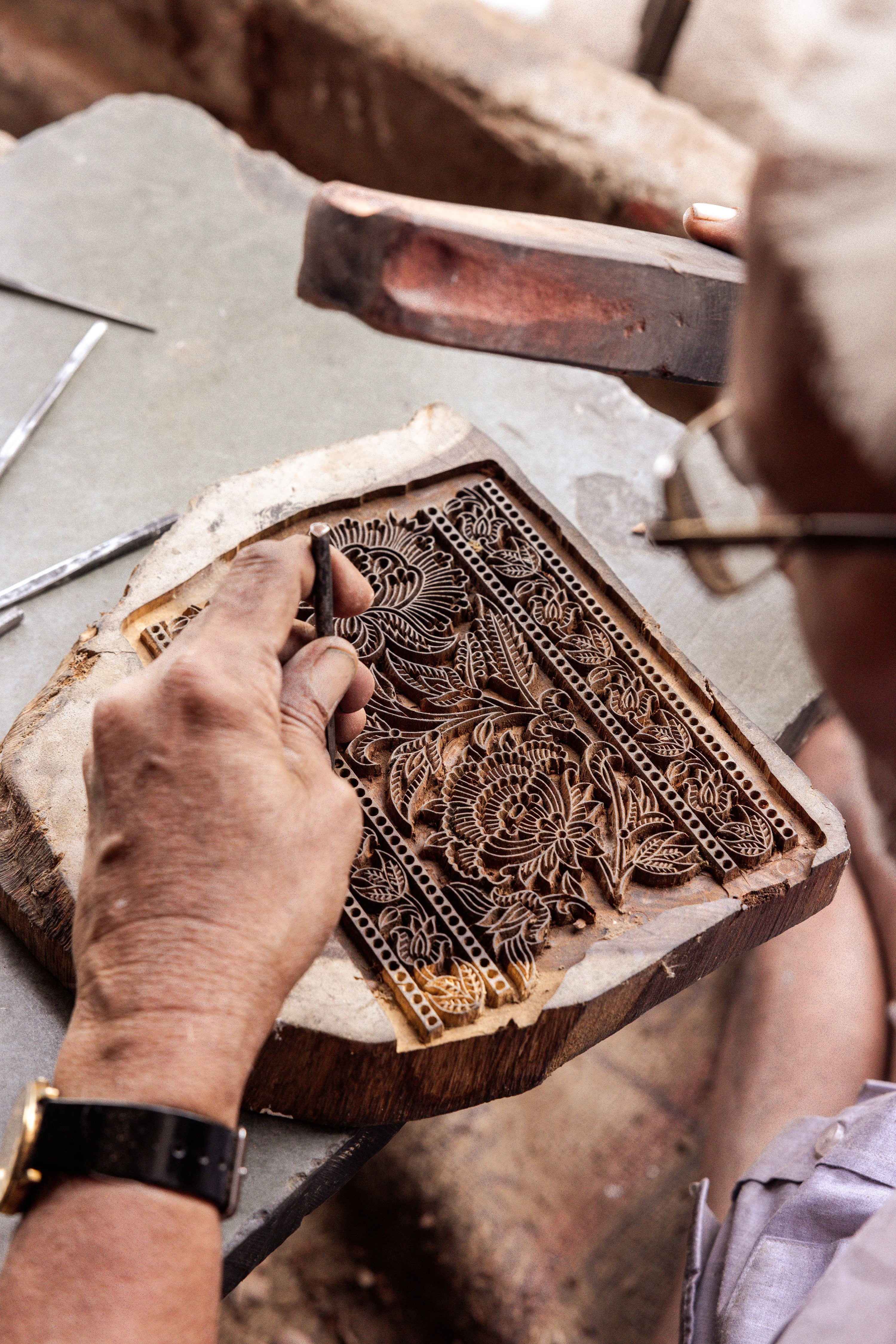 Hand-carved wooden block printing